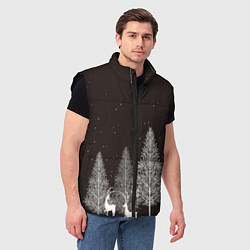 Мужской жилет Олени в лесу, цвет: 3D-черный — фото 2
