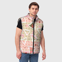 Мужской жилет Розовые узоры ёлки, цвет: 3D-светло-серый — фото 2