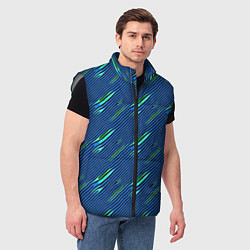Мужской жилет Синие и чёрные линии, цвет: 3D-светло-серый — фото 2