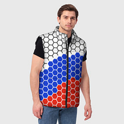 Мужской жилет Флаг России из гексагонов, цвет: 3D-черный — фото 2