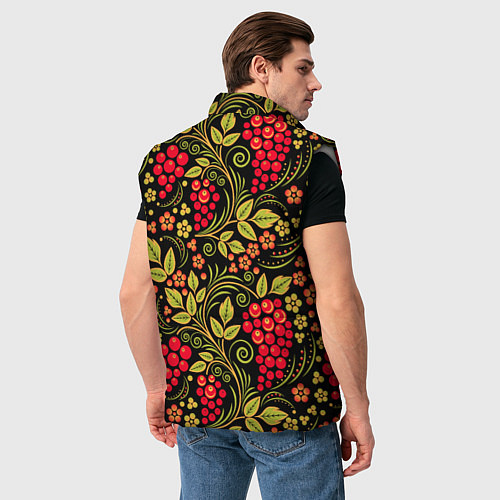 Мужской жилет Хохломская роспись красные ягоды / 3D-Светло-серый – фото 4