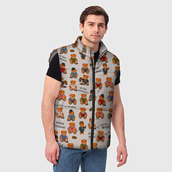 Мужской жилет Персонажи слово пацана - мишки, цвет: 3D-светло-серый — фото 2