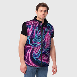 Мужской жилет Neon Japanese dragon - irezumi, цвет: 3D-черный — фото 2
