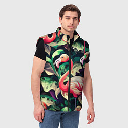 Мужской жилет Камуфляж розовый фламинго, цвет: 3D-черный — фото 2