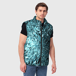 Мужской жилет Эффект жидкого стекла бирюзовый, цвет: 3D-черный — фото 2