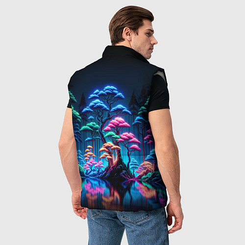 Мужской жилет Неоновый лес - нейросеть / 3D-Светло-серый – фото 4