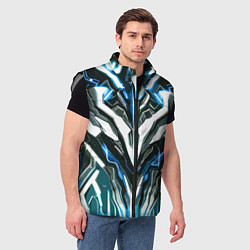 Мужской жилет Неоновая кибер броня синяя, цвет: 3D-светло-серый — фото 2