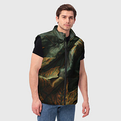 Мужской жилет Реалистичный охотничий камуфляж из ткани и листьев, цвет: 3D-черный — фото 2