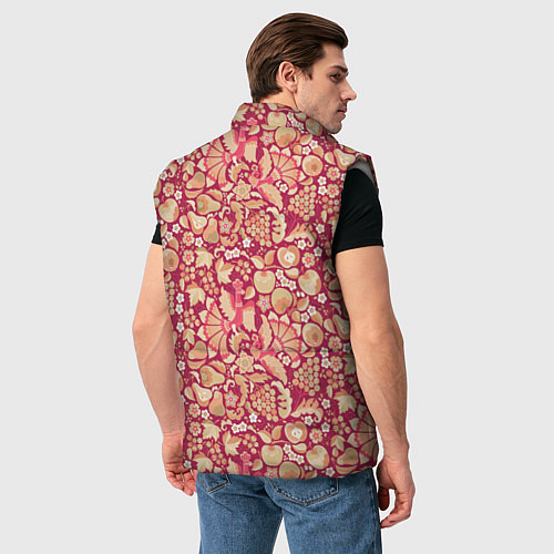 Мужской жилет Русский сад с птицами и плодами: паттерн / 3D-Светло-серый – фото 4