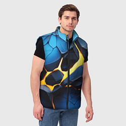 Мужской жилет Желтая лава на синих плитах, цвет: 3D-черный — фото 2
