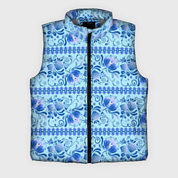 Мужской жилет Паттерн гжель узоры и цветы, цвет: 3D-светло-серый