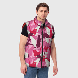 Мужской жилет Розовый кошачий камуфляж, цвет: 3D-красный — фото 2