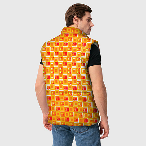 Мужской жилет Жёлтые и красные квадраты на белом фоне / 3D-Светло-серый – фото 4