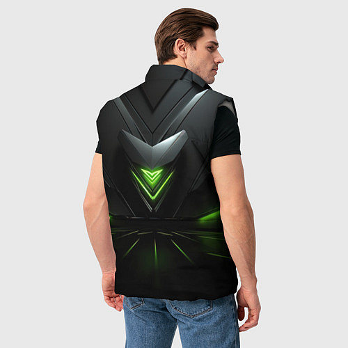Мужской жилет Яркая зеленая абстрактная конструкция в стиле nvid / 3D-Светло-серый – фото 4