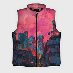 Мужской жилет Абстрактный город в неоновых цветах, цвет: 3D-черный