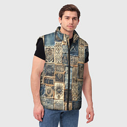 Мужской жилет Татуировки племени майя пэчворк, цвет: 3D-черный — фото 2