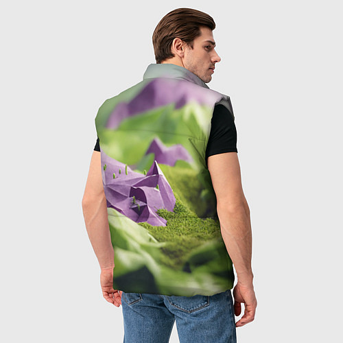 Мужской жилет Геометрический пейзаж фиолетовый и зеленый / 3D-Светло-серый – фото 4