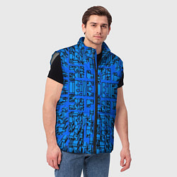Мужской жилет Синие фигуры с эффектом рыбьего глаза, цвет: 3D-светло-серый — фото 2