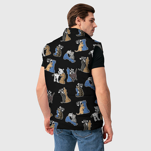 Мужской жилет Котики и шахматы на черном / 3D-Светло-серый – фото 4