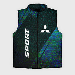Мужской жилет Mitsubishi sport glitch blue, цвет: 3D-черный