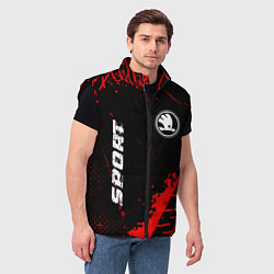 Мужской жилет Skoda red sport tires, цвет: 3D-черный — фото 2