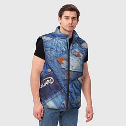 Мужской жилет Vanguard jeans patchwork - ai art, цвет: 3D-черный — фото 2
