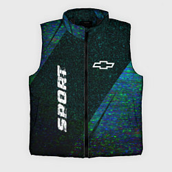 Мужской жилет Chevrolet sport glitch blue, цвет: 3D-черный