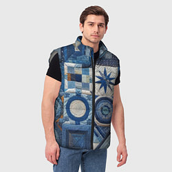 Мужской жилет Denim patchwork - ai art, цвет: 3D-светло-серый — фото 2