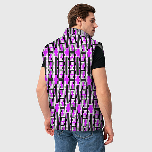 Мужской жилет Розовые и чёрные кирпичики на чёрном фоне / 3D-Светло-серый – фото 4