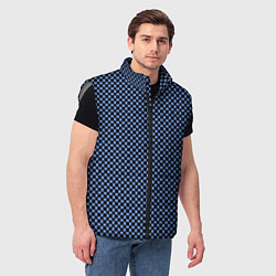 Мужской жилет Паттерн чёрно-голубой мелкие шестигранники, цвет: 3D-светло-серый — фото 2