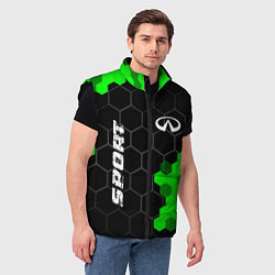 Мужской жилет Infiniti green sport hexagon, цвет: 3D-черный — фото 2