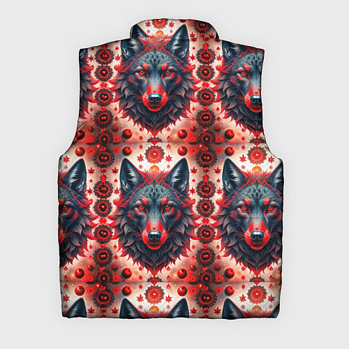 Мужской жилет Серые волки на красном фоне / 3D-Красный – фото 2