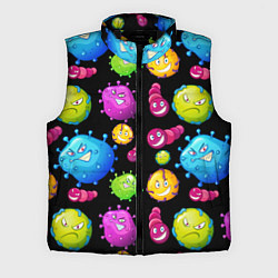 Мужской жилет Смешные бактерии паттерн, цвет: 3D-черный