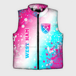 Мужской жилет West Ham neon gradient style вертикально, цвет: 3D-черный