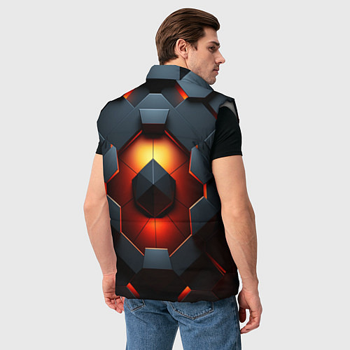 Мужской жилет Конструкция из объемных оранжевых плит / 3D-Светло-серый – фото 4
