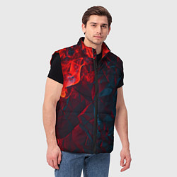 Мужской жилет Темная абстракция с разломом красных плит, цвет: 3D-черный — фото 2