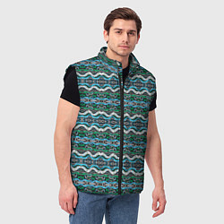 Мужской жилет Голубые абстрактные волны, цвет: 3D-черный — фото 2