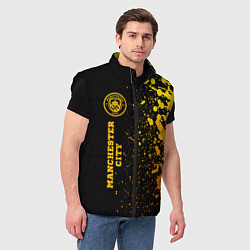 Мужской жилет Manchester City - gold gradient по-вертикали, цвет: 3D-черный — фото 2