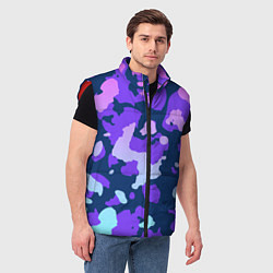 Мужской жилет Паттерн с розовыми фиолетовыми и голубыми пятнами, цвет: 3D-красный — фото 2