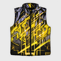 Мужской жилет Yellow and white abstraction, цвет: 3D-черный