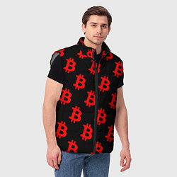 Мужской жилет Bitcoin red logo money, цвет: 3D-светло-серый — фото 2