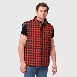Мужской жилет Паттерн черных квадратов, цвет: 3D-светло-серый — фото 2