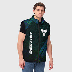 Мужской жилет Destiny glitch blue, цвет: 3D-черный — фото 2