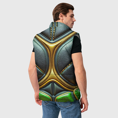 Мужской жилет Футуристичная текстура из кожи / 3D-Светло-серый – фото 4