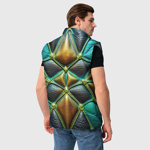 Мужской жилет Объемная футуристичная объемная текстура из кожи / 3D-Светло-серый – фото 4