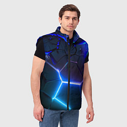 Мужской жилет Микс из разломленных плит и неоновое свечения, цвет: 3D-черный — фото 2