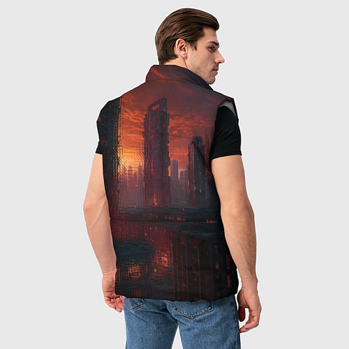 Мужской жилет Футуристичный вечерний пейзаж / 3D-Светло-серый – фото 4