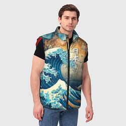 Мужской жилет Коллаж с Японской волной - нейросеть, цвет: 3D-красный — фото 2