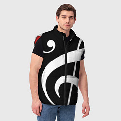 Мужской жилет Скрипичный и басовый ключи - белые на чёрном, цвет: 3D-красный — фото 2