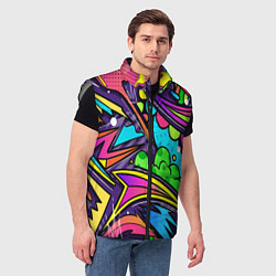 Мужской жилет Яркое граффити, цвет: 3D-светло-серый — фото 2